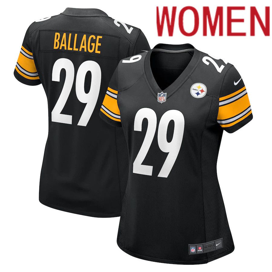 Women Pittsburgh Steelers #29 Kalen Ballage Nike Black Game NFL Jersey